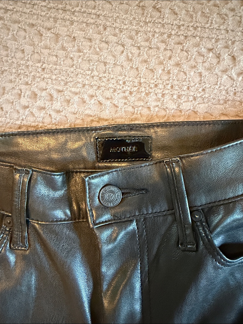 MOTHER Black Faux Leather Flare Pants - Picture 4 of 7